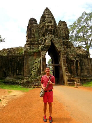 excited at angkor thom south gate