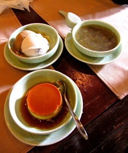 though philippines has better tasting leche flan, it was my first time to taste longan fruit ice cream.  i was raving about it.  it was also my first time to see sweetened mung bean soup served as a dessert in a restaurant.