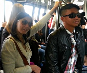 karen & joesel going up the hill via tram on a "cultural day"