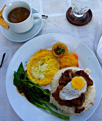 delicious breakfast by the garden: tapang taal with kapeng barako